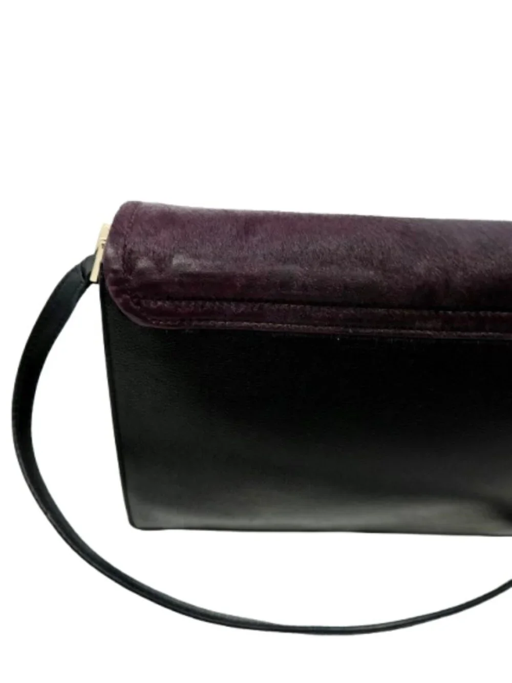 KATE SPADE~SAYRA Hyde Place~BLACK LEATHER PURPLE CALF HAIR CROSSBODY BAG